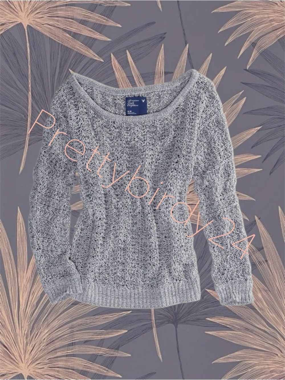 Retro AE Grey Relaxed Open Knit Sweater